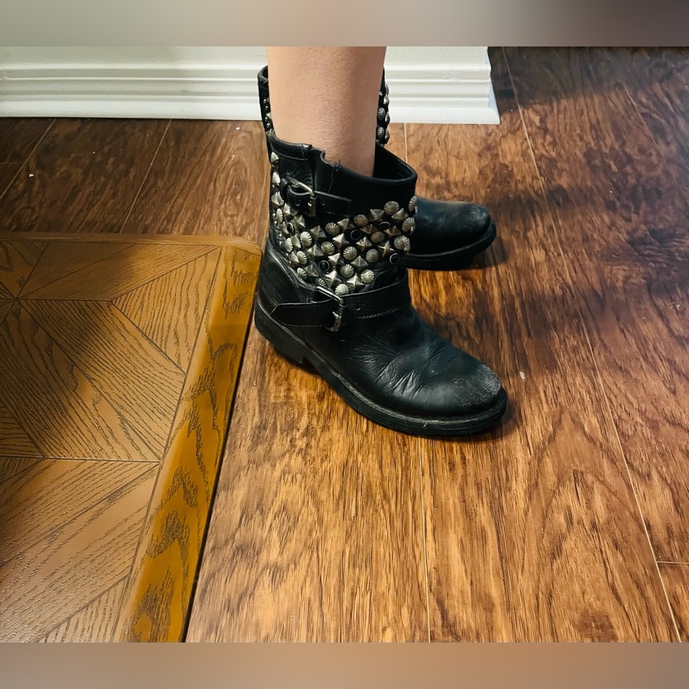 ASH leather biker boots embellished.